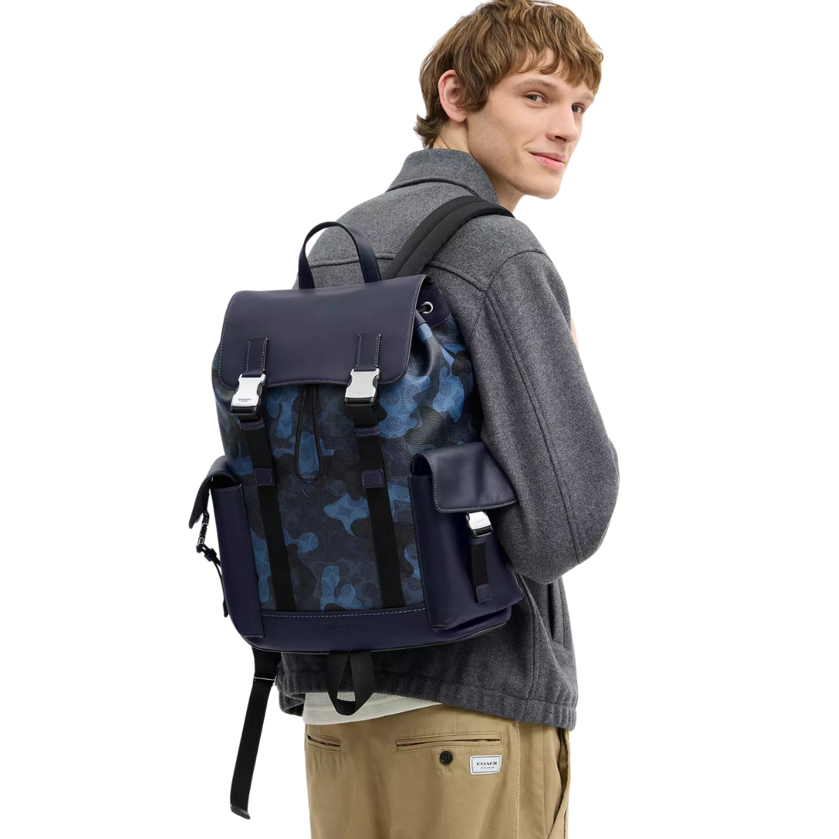 Coach Clark Backpack Signature Camo Print Silver