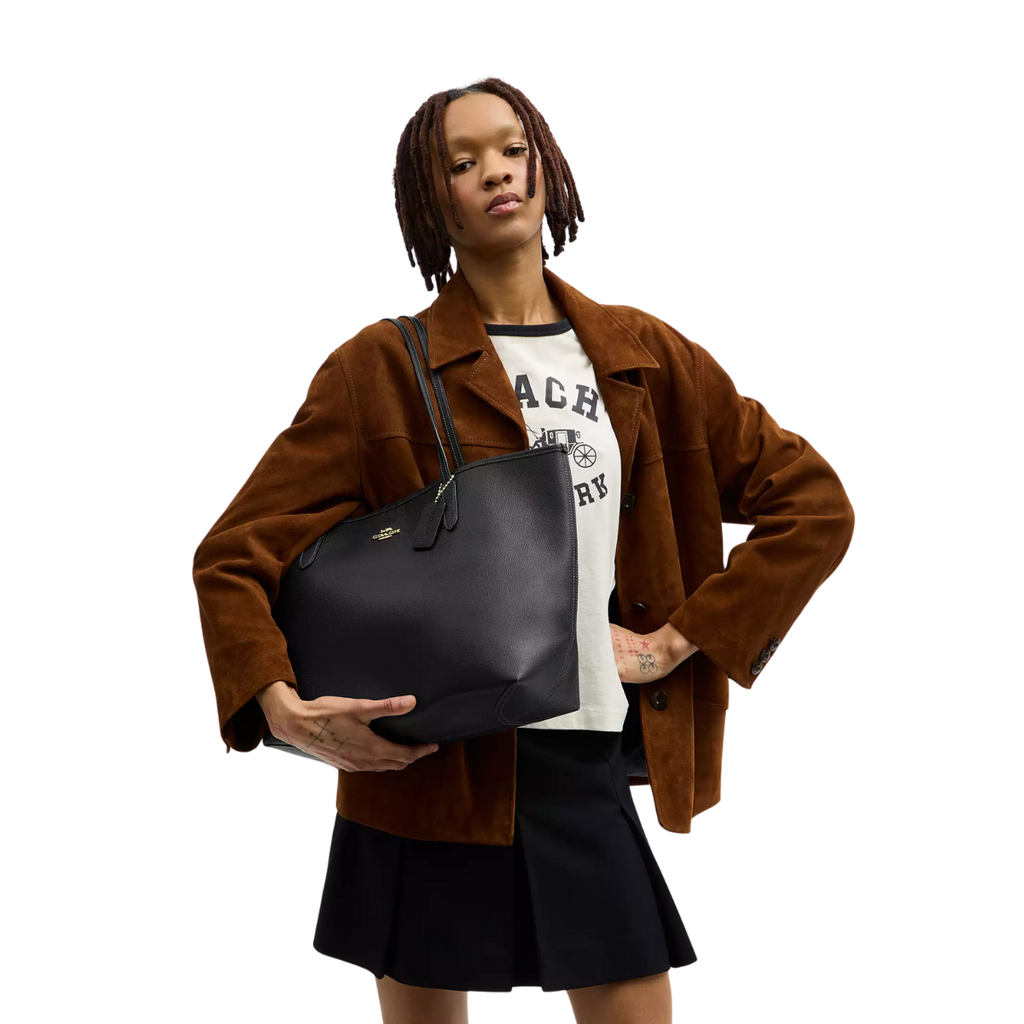 Coach City Tote Bag In Signature Canvas Gold Black