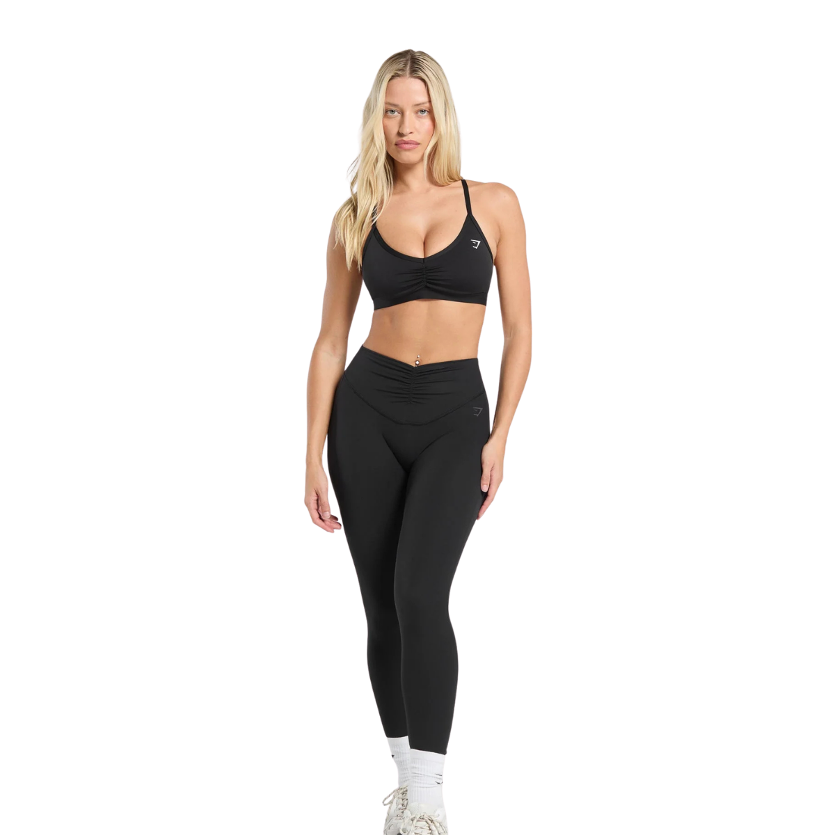 Women's Gymshark Ruched Strappy Sports Bra Black