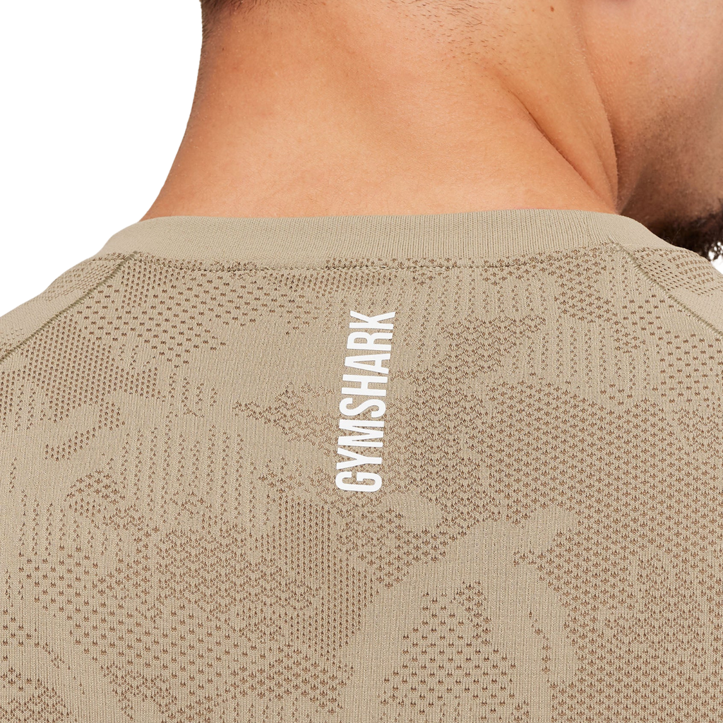 Gymshark Geo Seamless T-Shirt Cement Brown Soul Brown