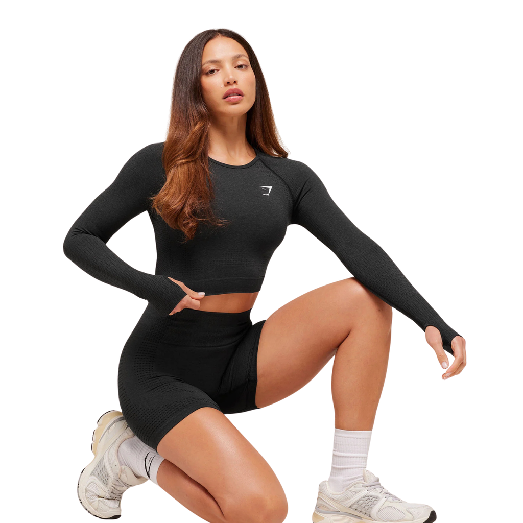 Women's Gymshark Vital Crop Top Black Marl