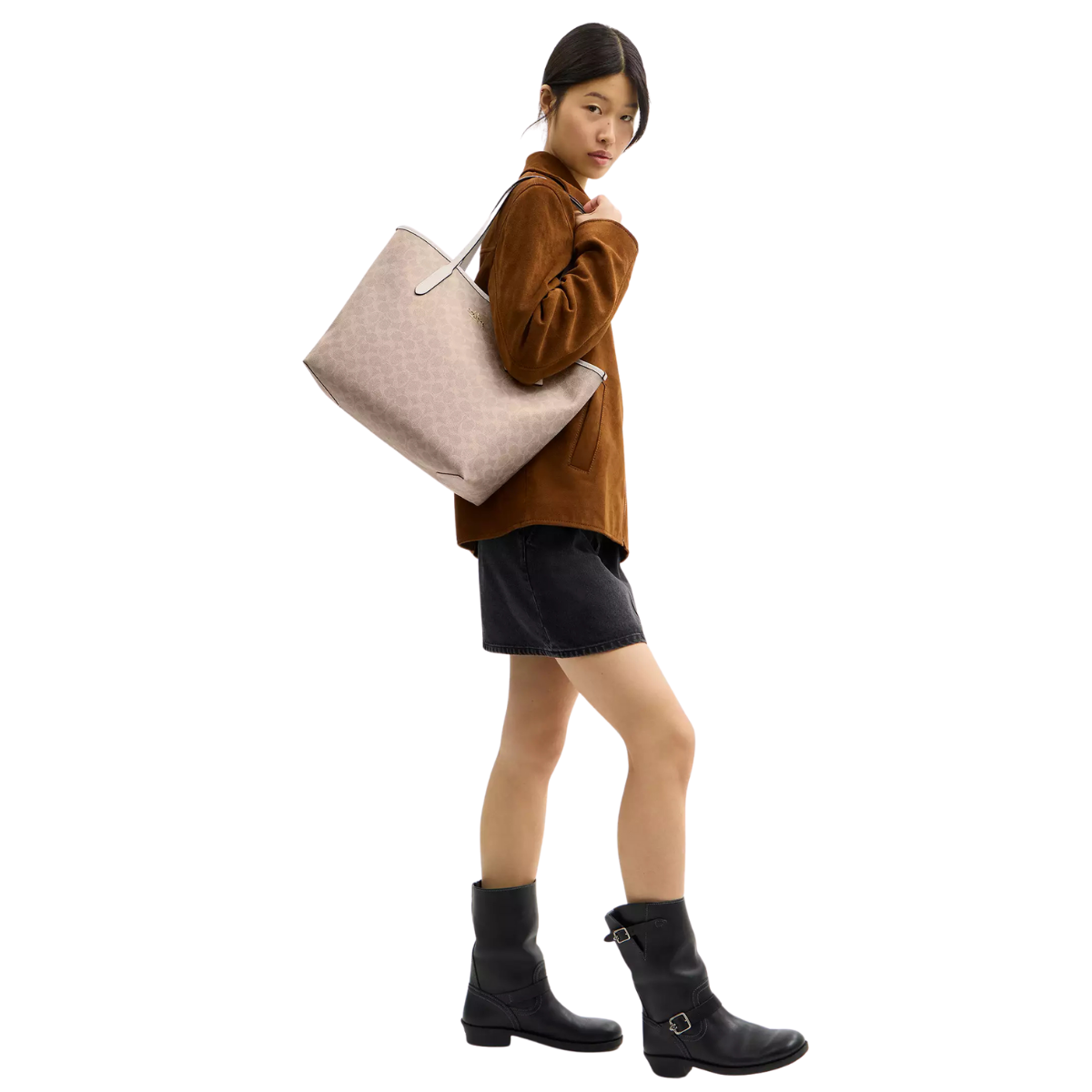 Coach City Tote Bag In Signature Canvas Gold Sand Chalk