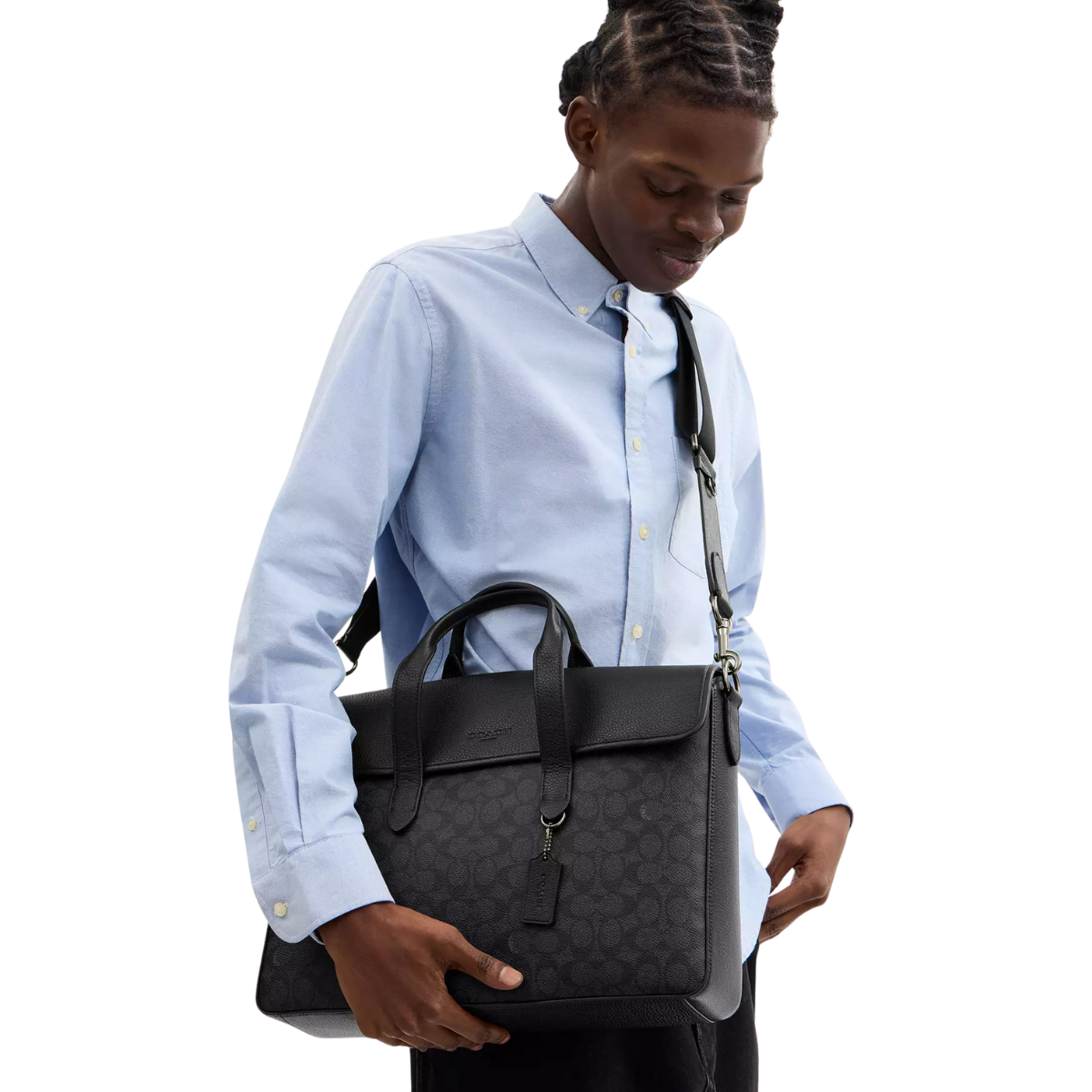 Coach Sullivan Portfolio Brief In Signature Canvas Gunmetal Charcoal Black