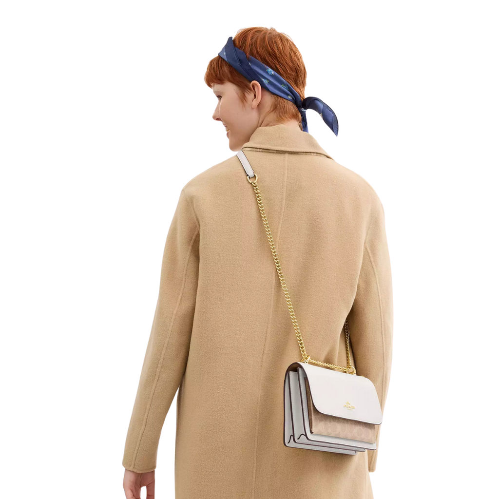 Coach Klare Crossbody Bag Signature Canvas Gold Sand Chalk