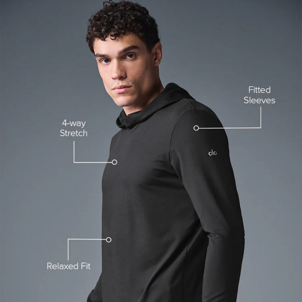 Alo Yoga Conquer Reform Long Sleeve With Hood Black