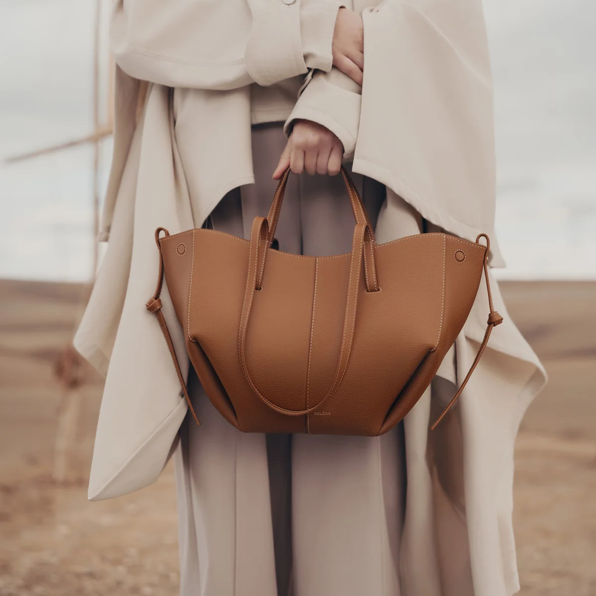 Polene Cyme Mini Textured Camel