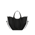 Polene Cyme Mini Textured Black with Ecru Stitching
