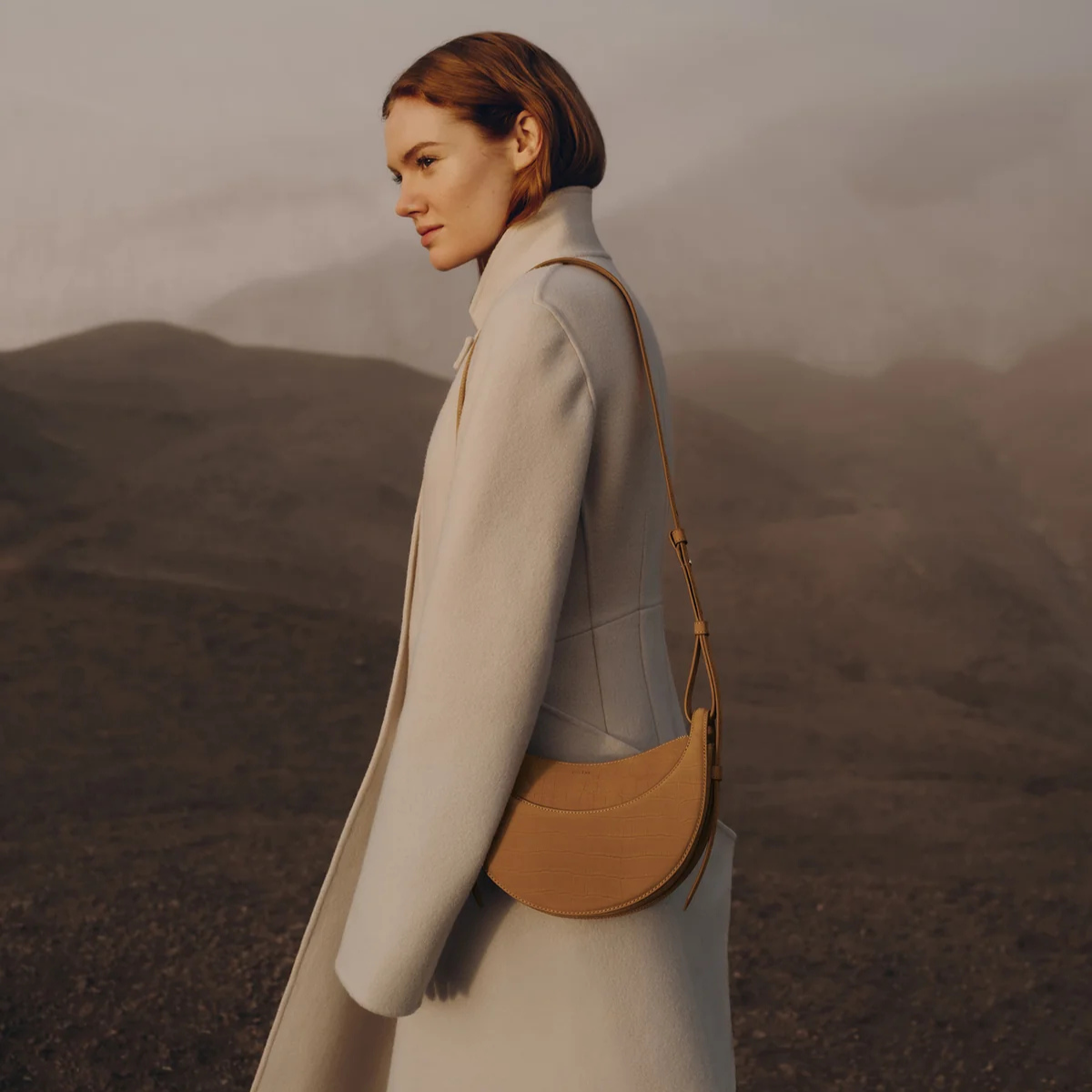 Polene Numéro Dix Crocodile Nubuck Cinnamon