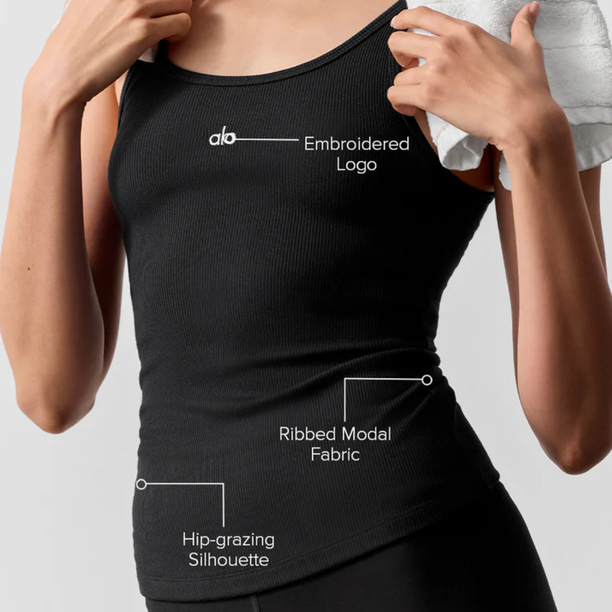Alo Yoga Women's Ribbed Prosper Tank Black