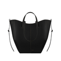 Polene Cyme Tote Textured Black with Ecru Stitching