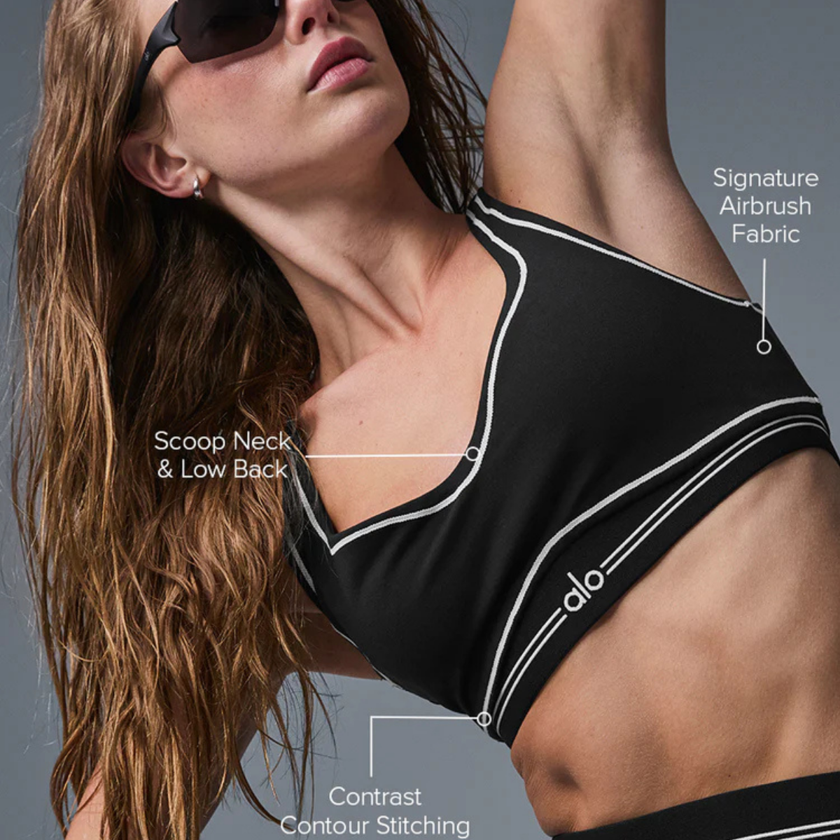 Alo Yoga Women's Airbrush Heart Throb Bra Black White