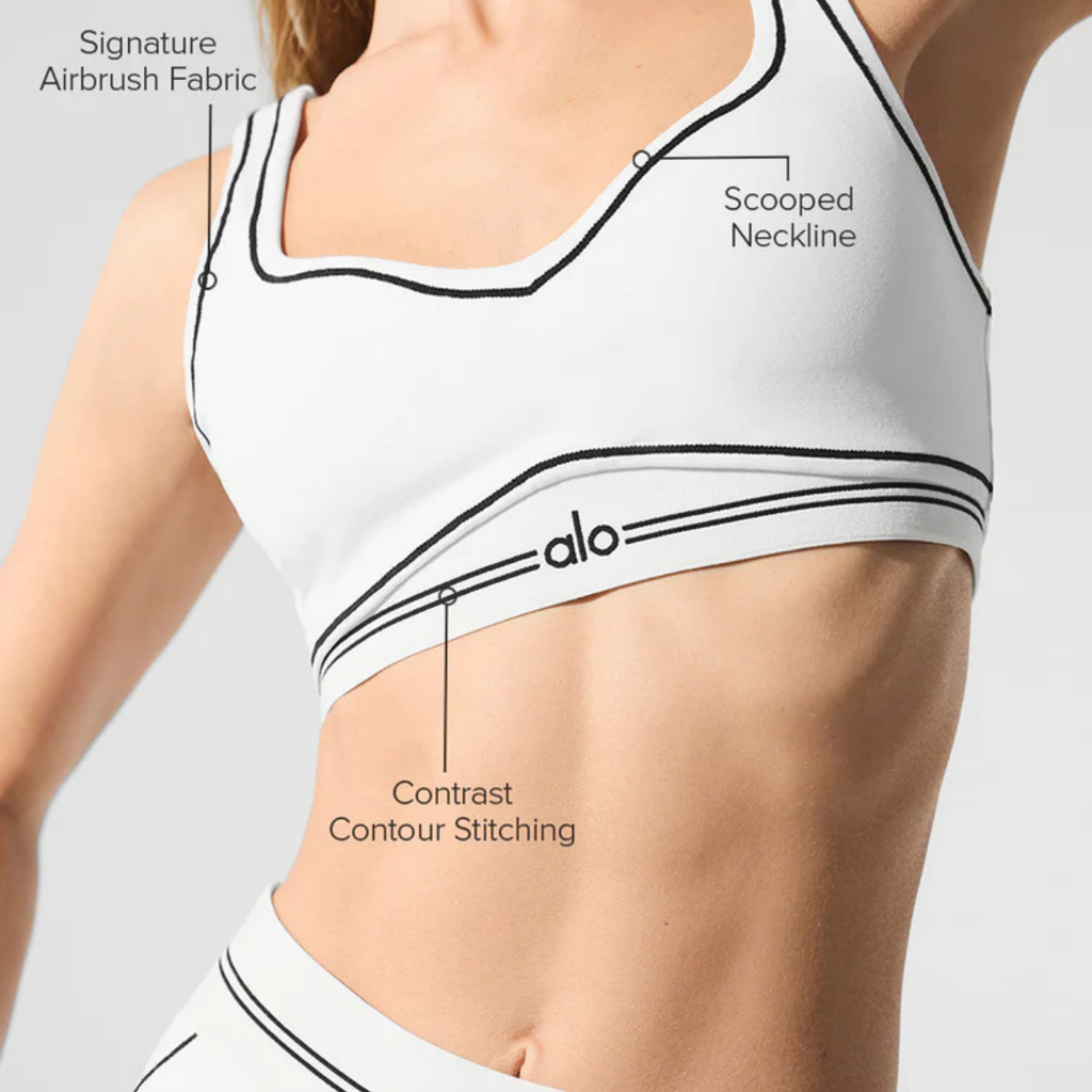 Alo Yoga Women's Airbrush Heart Throb Bra White Black