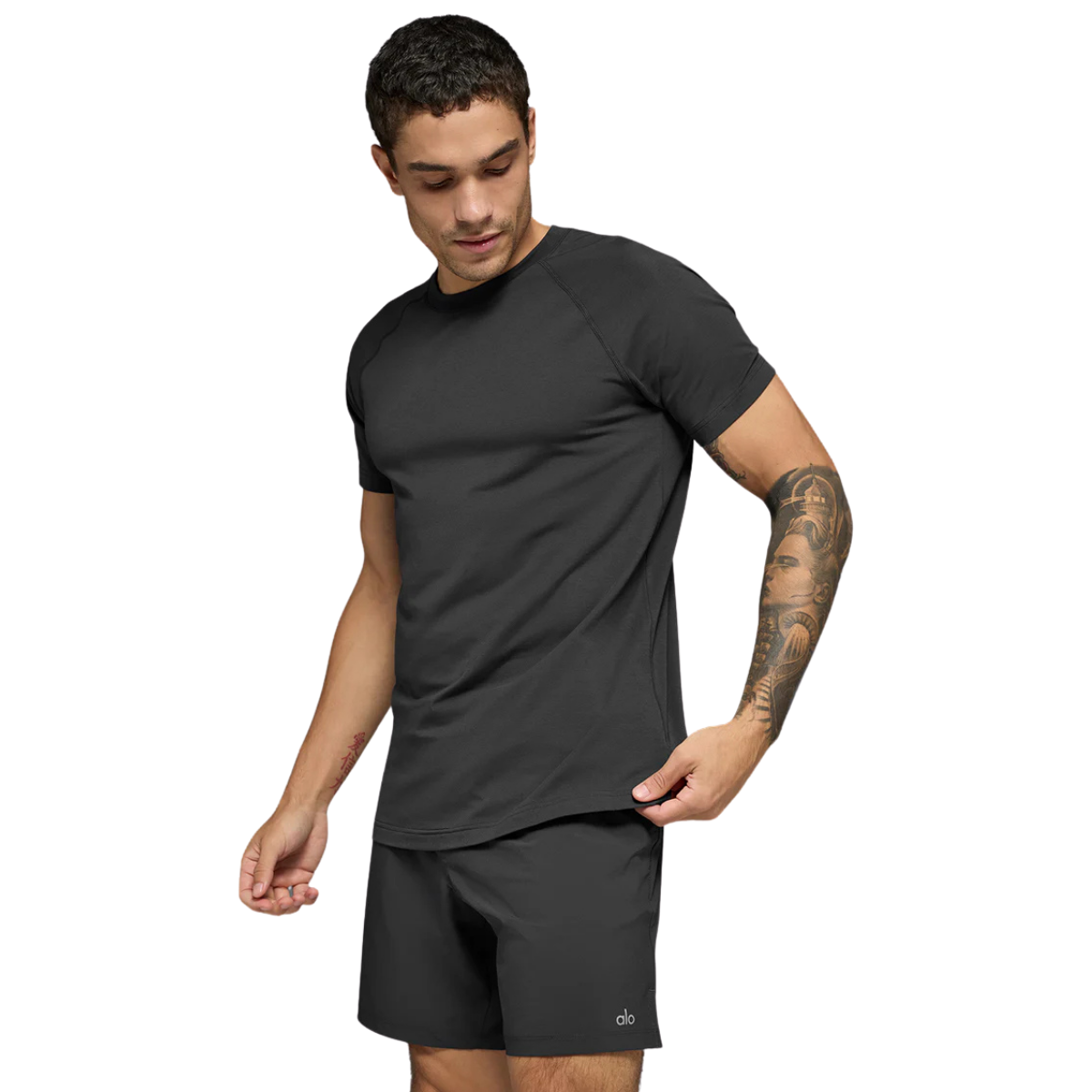 Alo Yoga Vapor Crewneck Short Sleeve Clover Anthracite