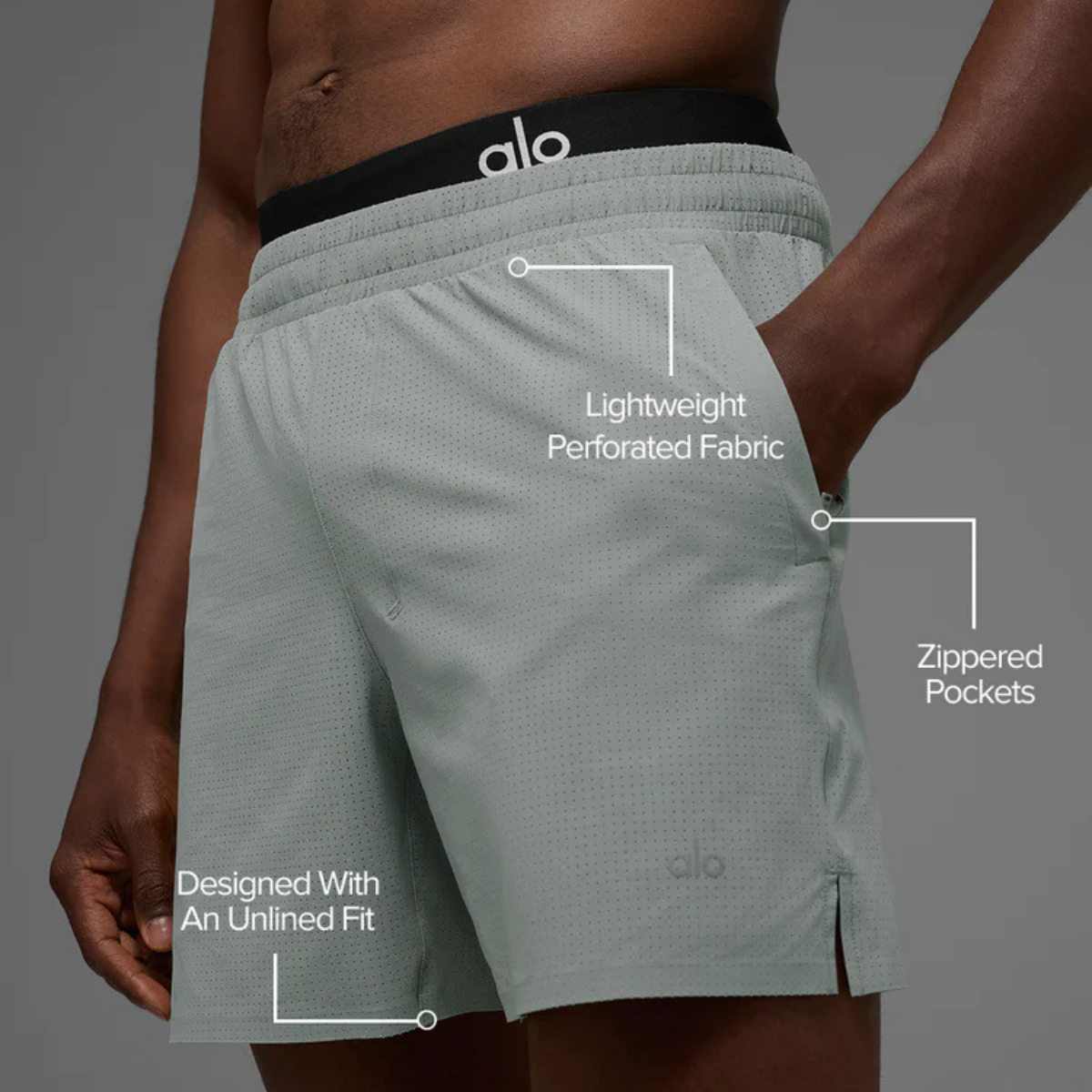 Alo Yoga 5" Traction Running Short Lunar Grey