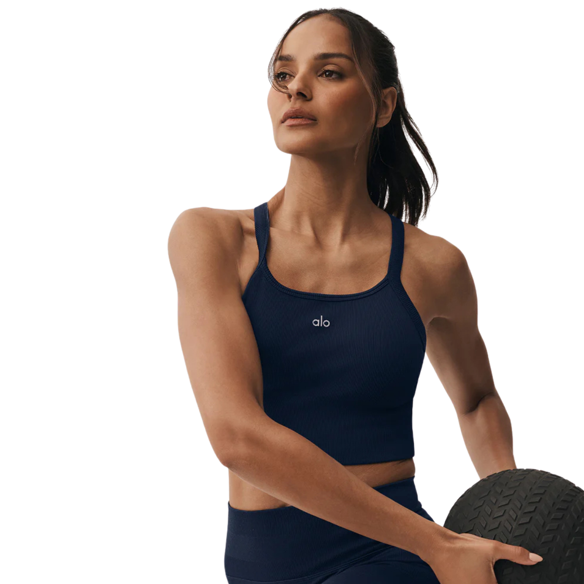 Alo Yoga Women's Seamless Ribbed Favorite Bra Tank Navy