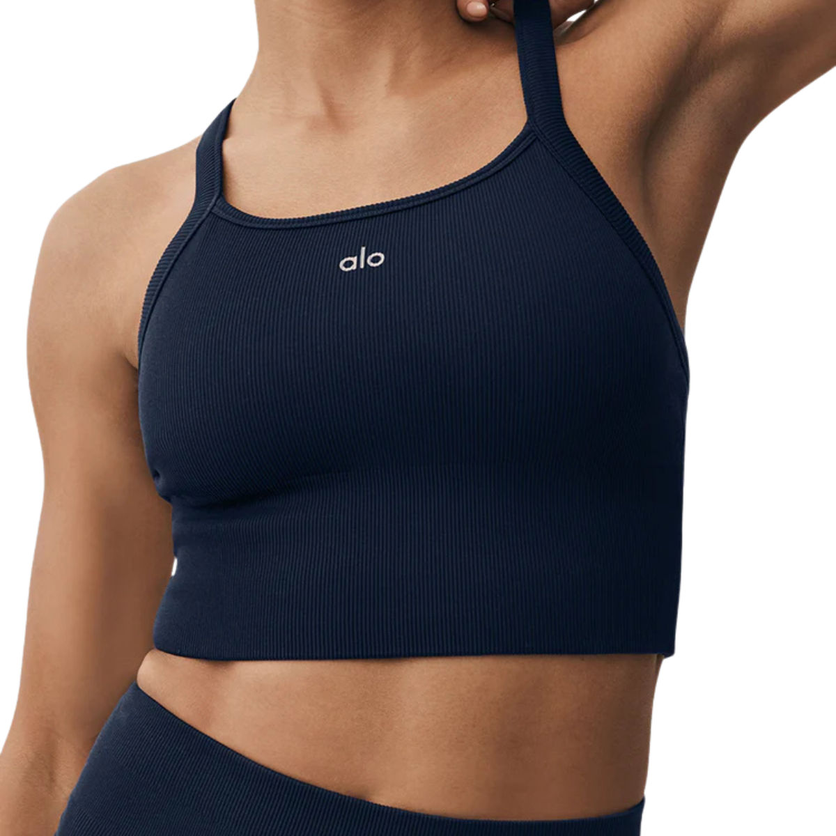 Alo Yoga Women's Seamless Ribbed Favorite Bra Tank Navy