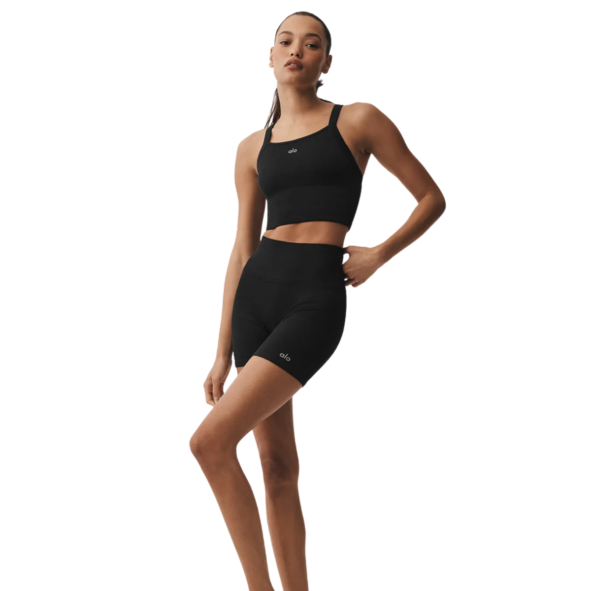 Alo Yoga Women's Seamless Ribbed Favorite Bra Tank Black