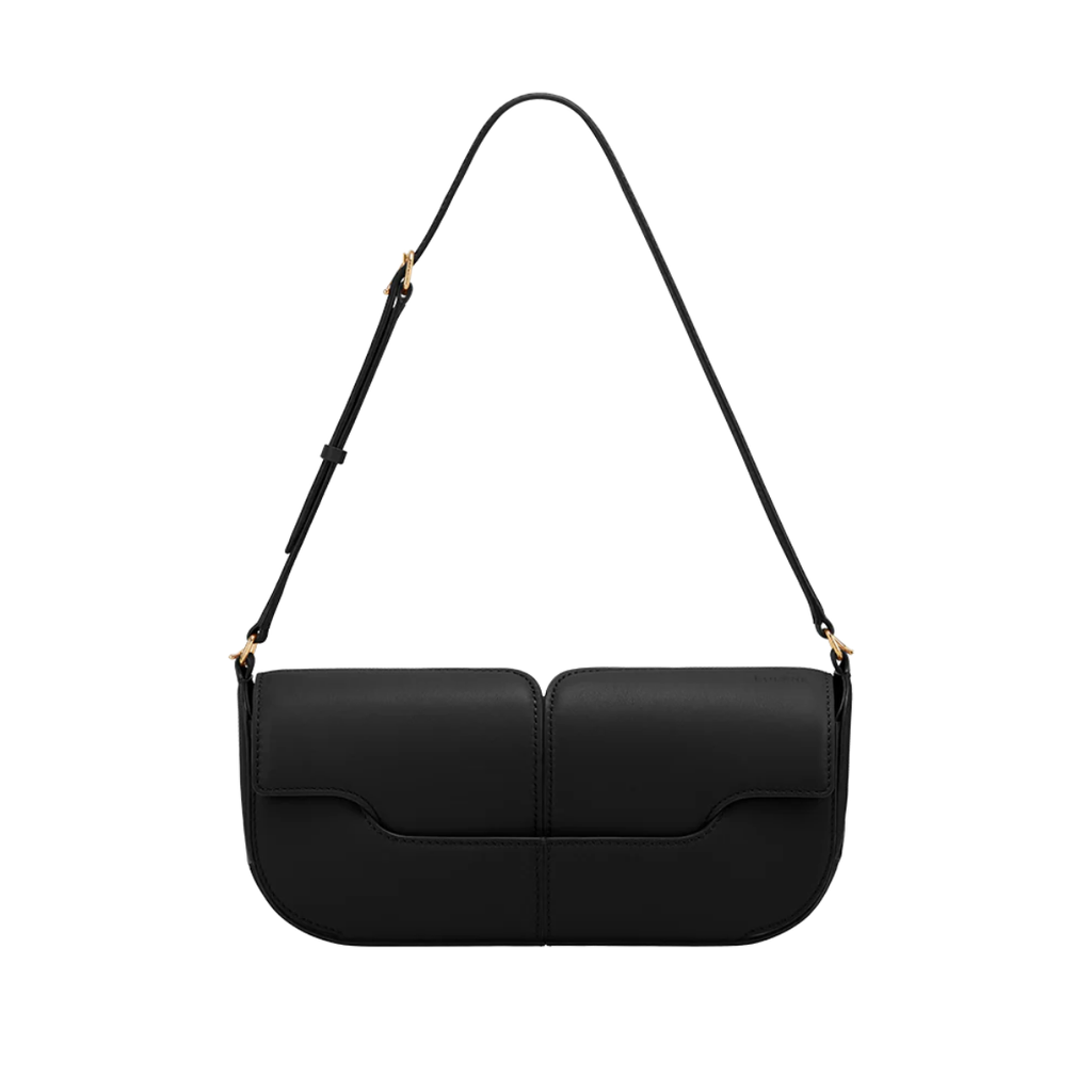 Polene Osmo Smooth Black with Ecru Stitching