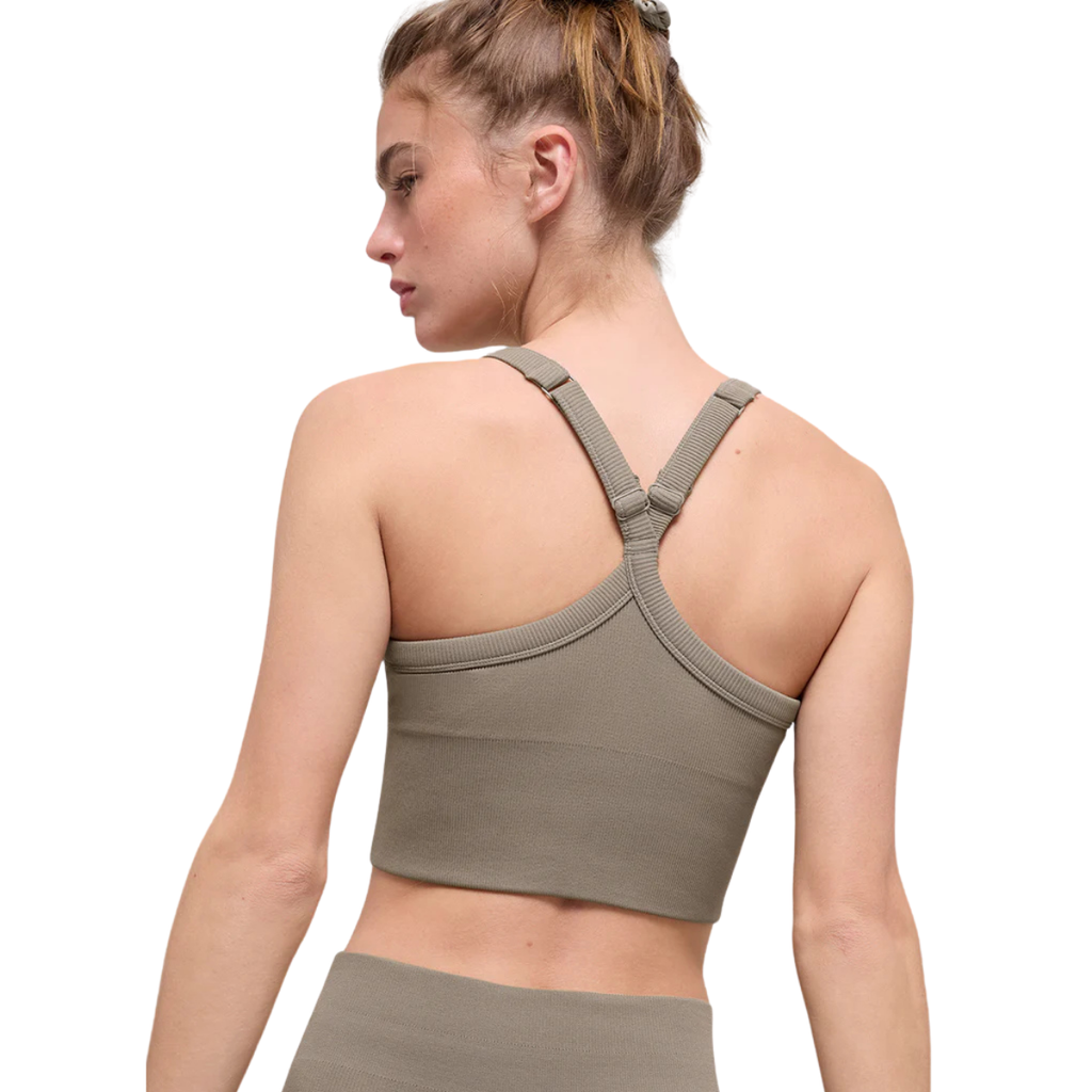 Alo Yoga Women's Seamless Ribbed Favorite Bra Tank Light Cocoa