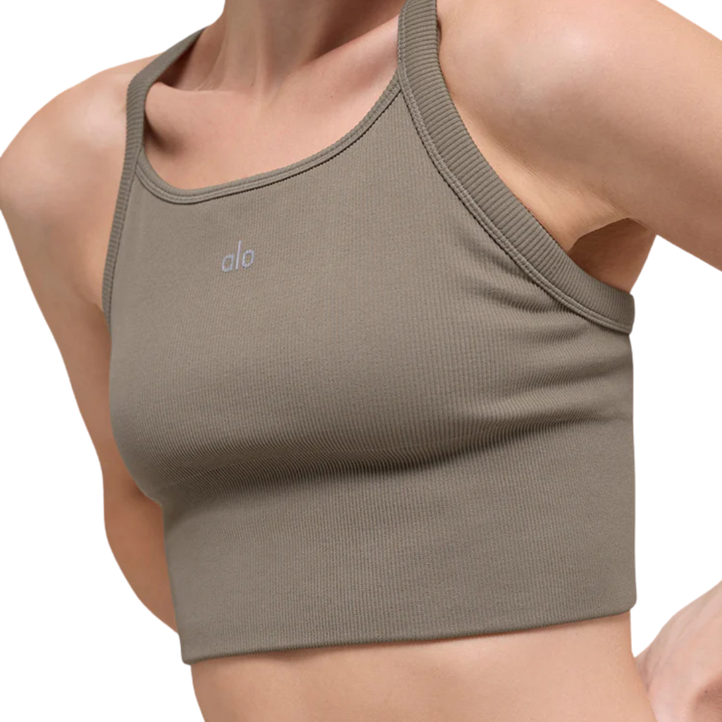 Alo Yoga Women's Seamless Ribbed Favorite Bra Tank Light Cocoa