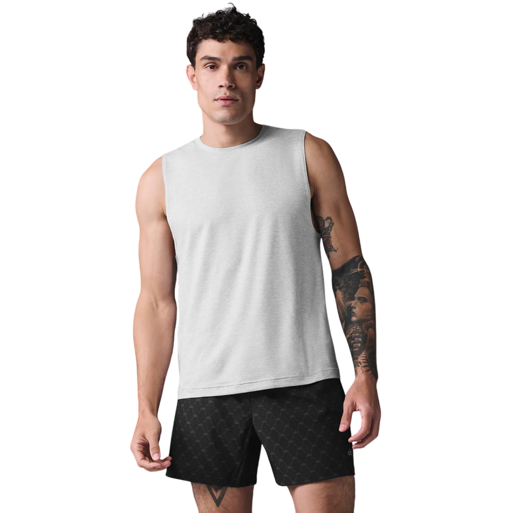 Alo Yoga Conquer Muscle Tank Athletic Heather Grey