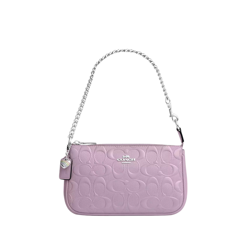 Coach Nolita 19 In Signature Leather With Heart Charm Silver