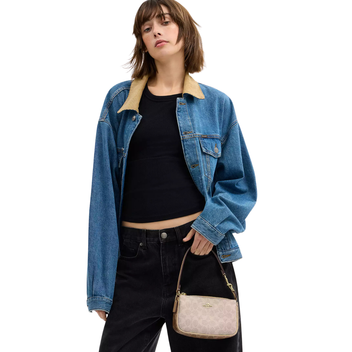 Coach Nolita 19 In Blocked Signature Canvas Gold Sand Tan