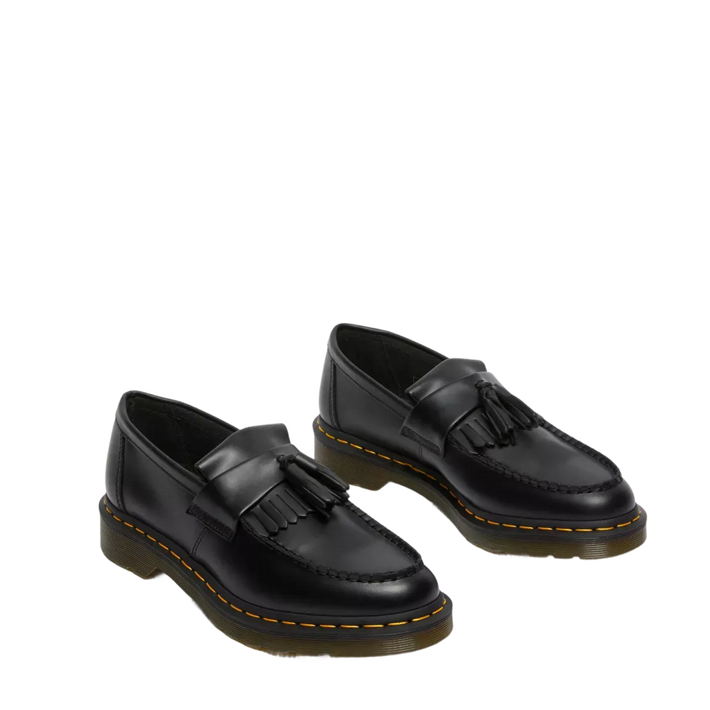 Dr Marten Adrian Yellow Stitch Leather Tassel Loafers Black