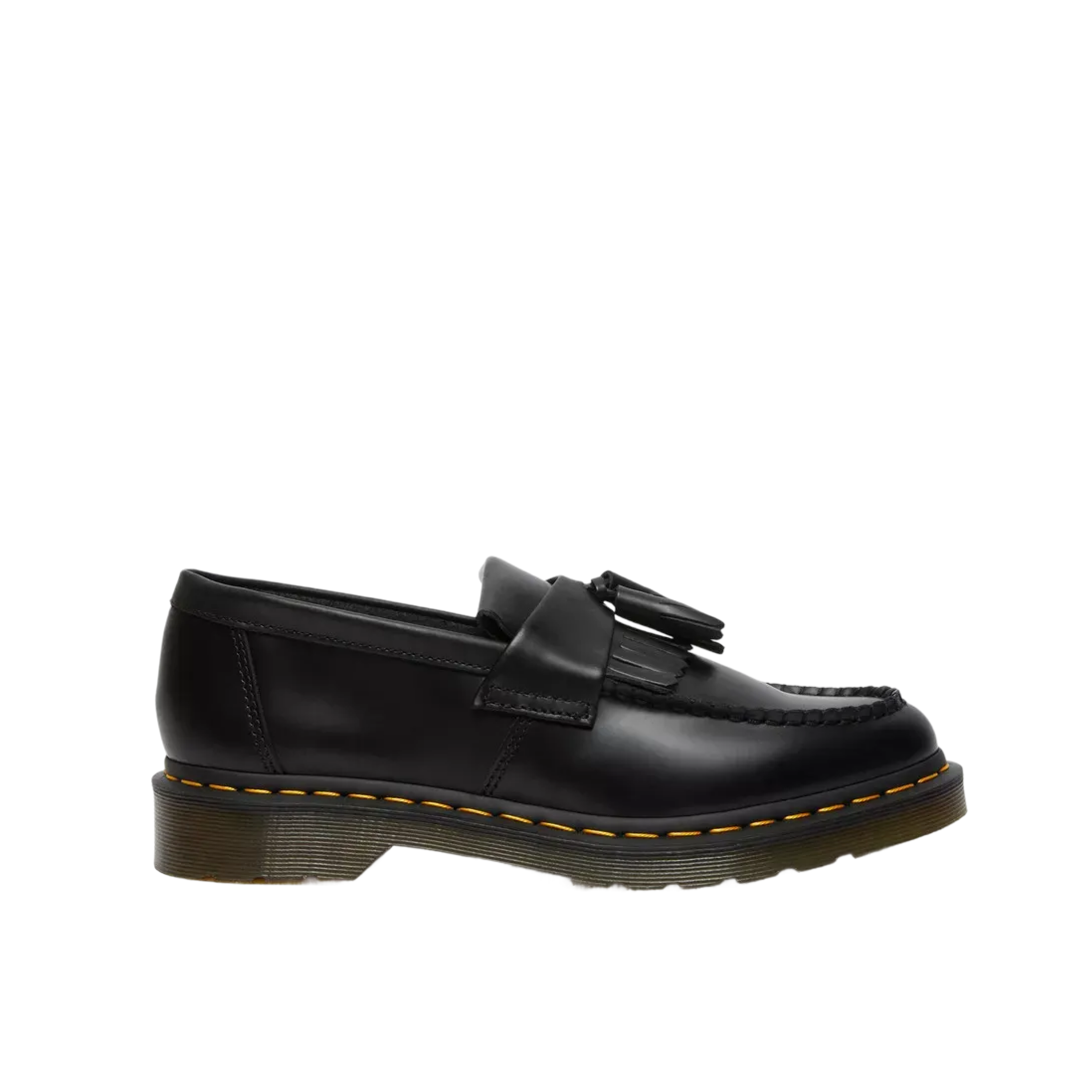 Dr Marten Adrian Yellow Stitch Leather Tassel Loafers Black