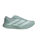 An Adidas Lightstrike Pro running shoe in a pale sage green and white colorway, shown from a side profile view against a plain white background.