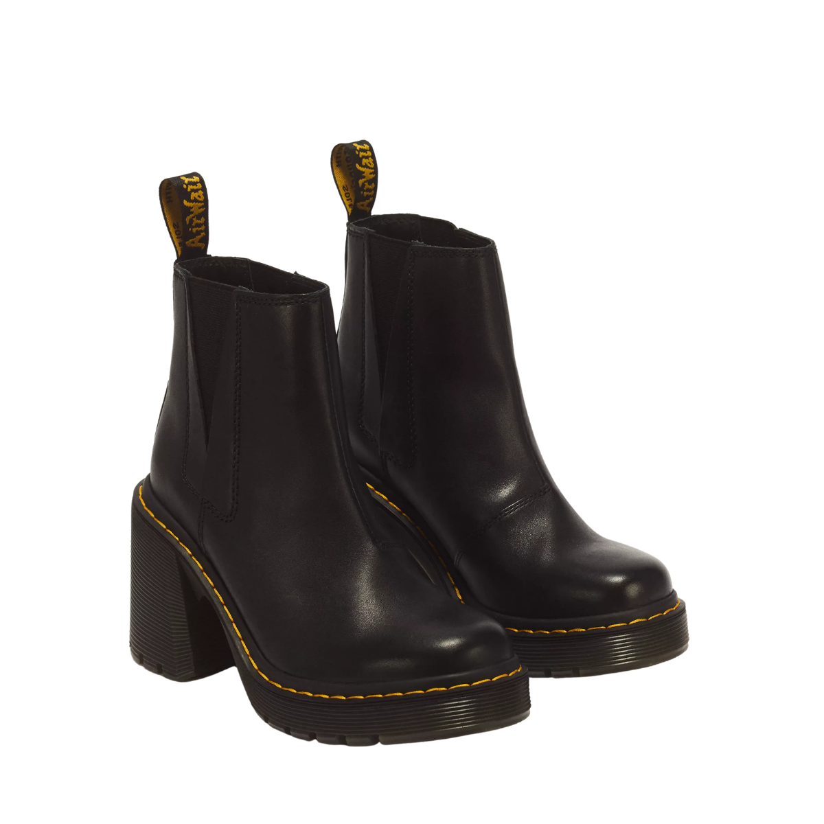 Dr Marten Spence Leather Flared Heel Chelsea Boots Black