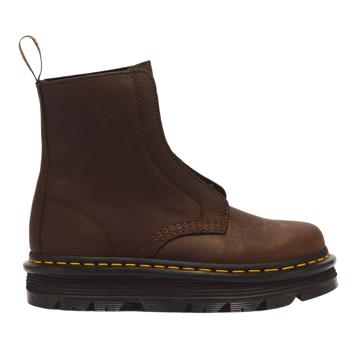 Dr Marten Zebzag Laceless Slip On Leather Boots Dark Brown