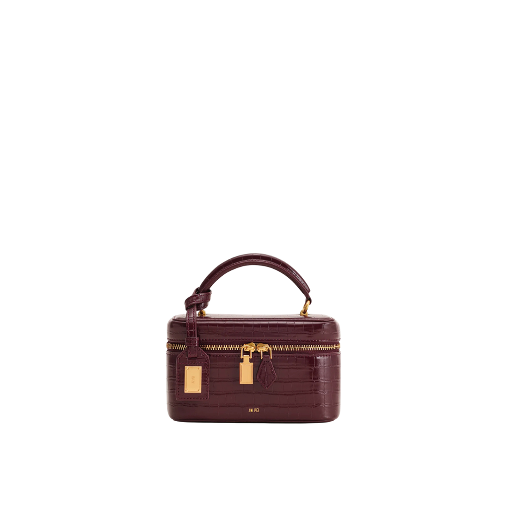Jw Pei Cleo Box Shape Top Handle Bag Claret Croc