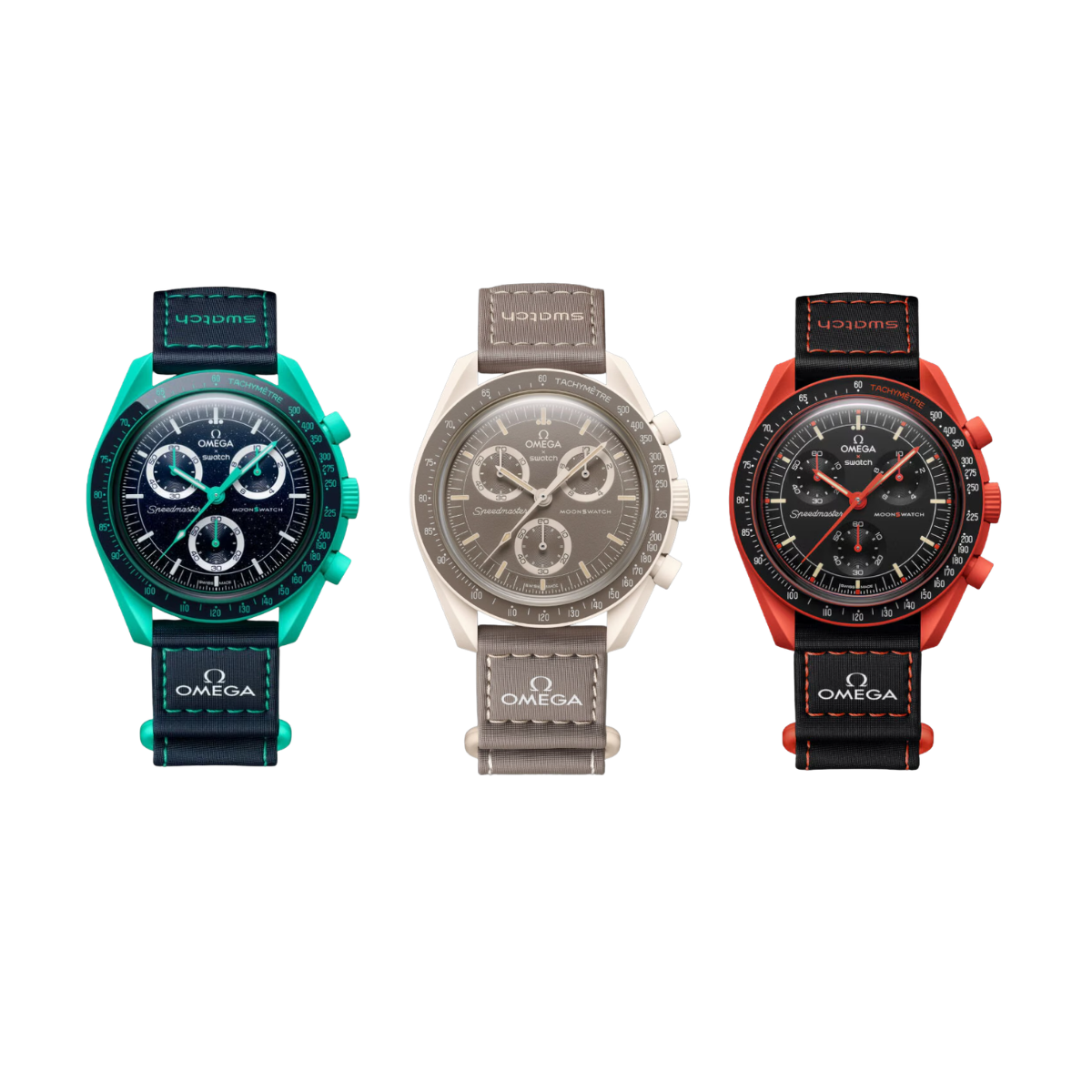 Swatch x Omega bioceramic moonswatch mission to earth set of 3