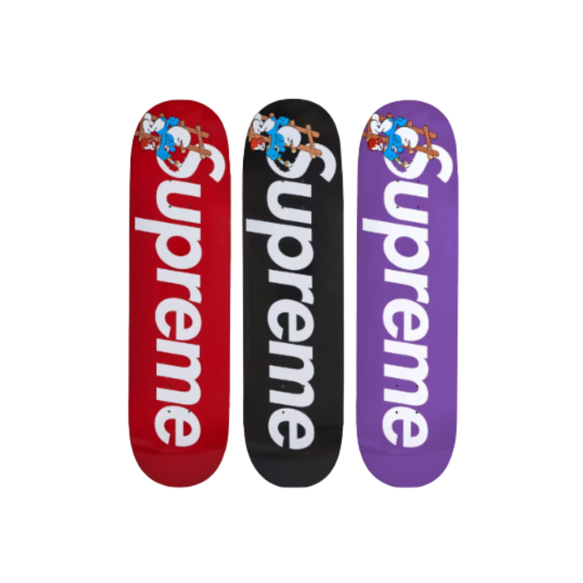 Supreme Smurfs Skateboard Red-Purple-Black Set