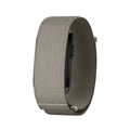 A textured gray fabric smartwatch band shown from a side profile view against a solid white background.