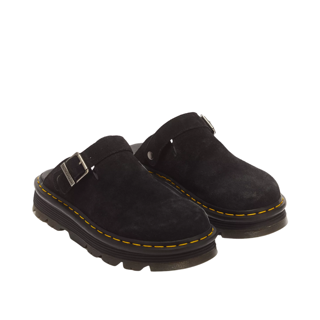 Dr Marten Zebzag Suede Casual Slingback Platform Mules Black