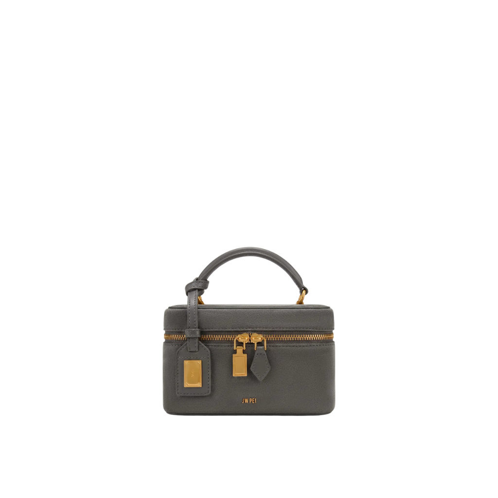 Jw Pei Cleo Faux Suede Box Shape Top Handle Bag Dark Gray