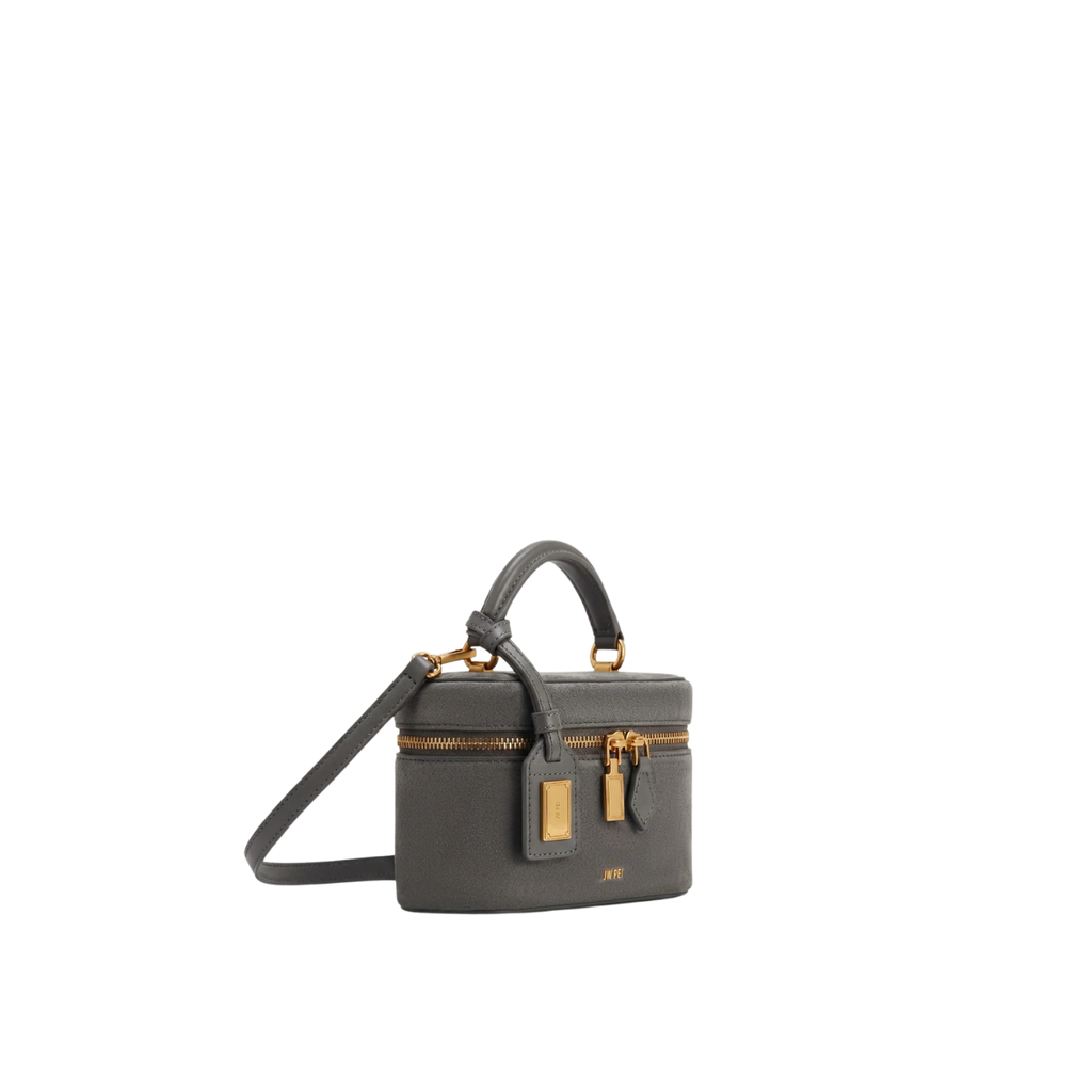Jw Pei Cleo Faux Suede Box Shape Top Handle Bag Dark Gray