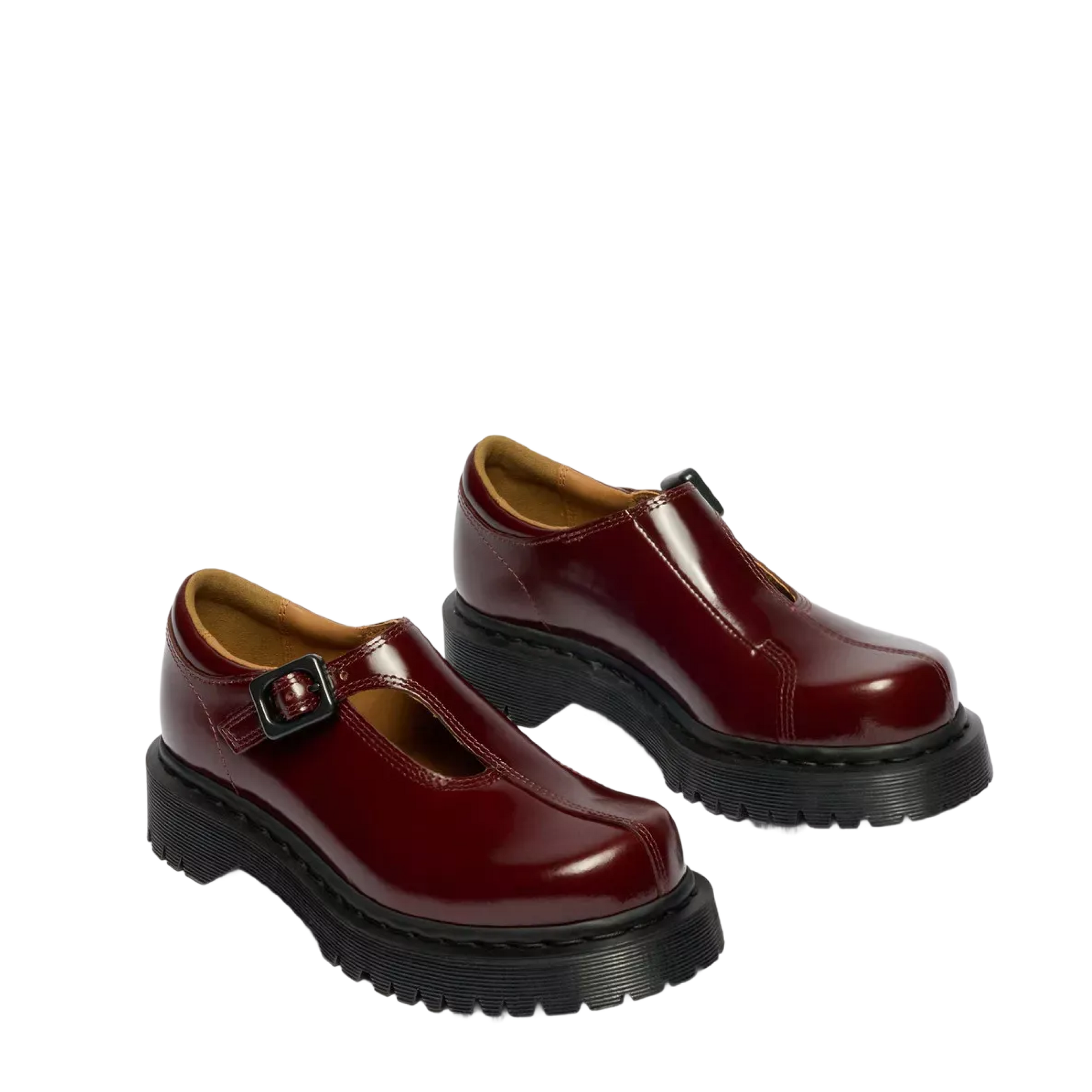 Dr Marten Rejena Mary Jane Lacquered Leather Shoes Cherry Red
