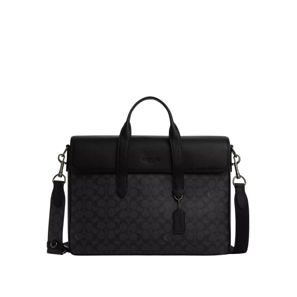 Coach Sullivan Portfolio Brief In Signature Canvas Gunmetal Charcoal Black