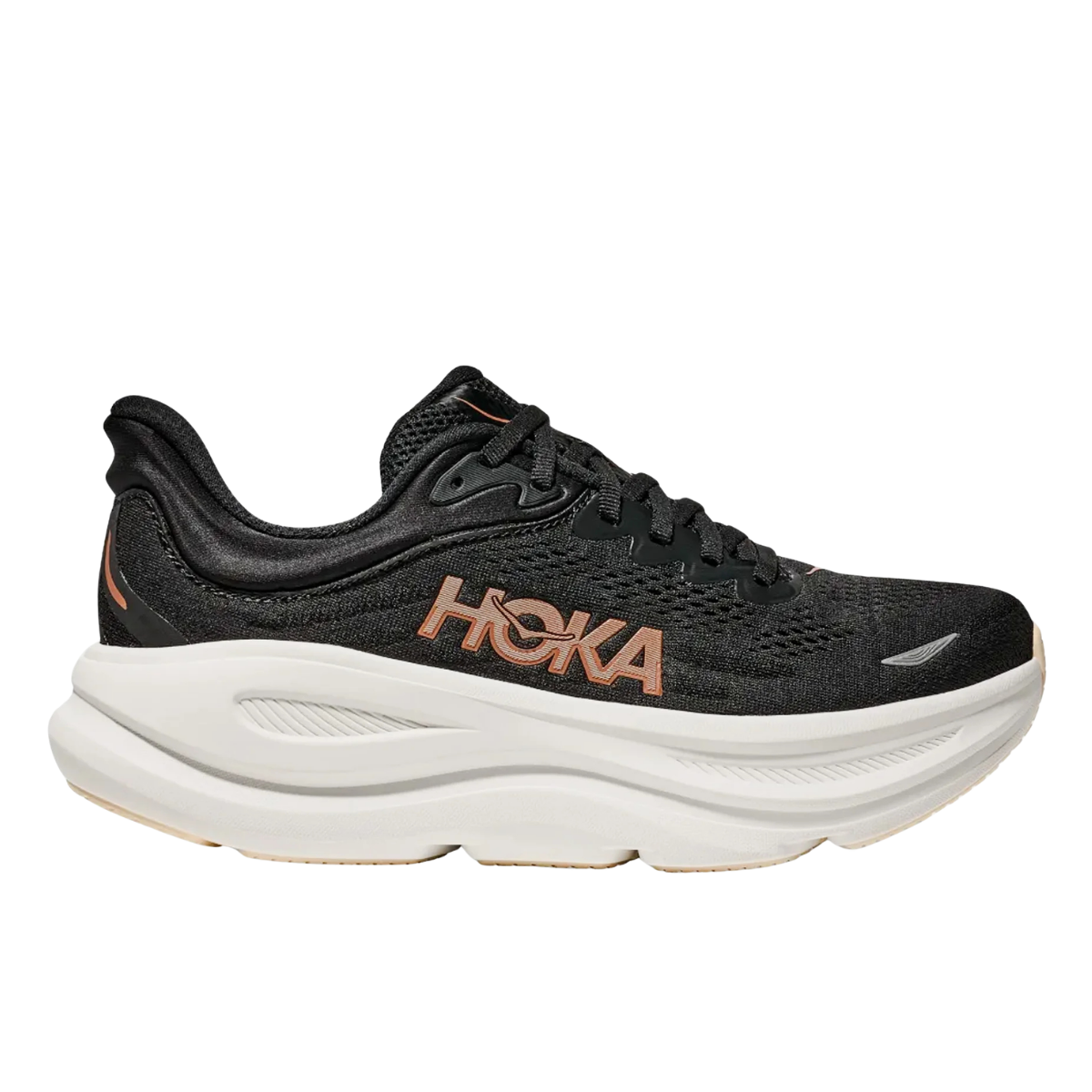 Hoka One One Bondi 9 Black Rose Gold women's sneakers